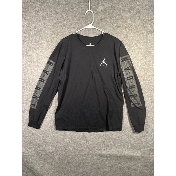 Jordan Long Sleeve T Shirt Mens Size L Black Graphic Spell Out Crew Neck - Picture 1 of 5